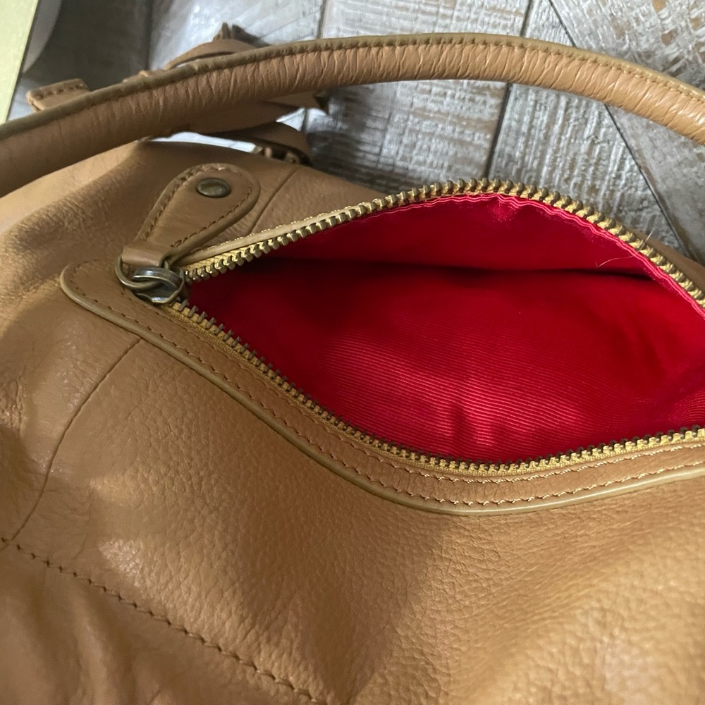 Isabella Fiore Camel Soft Pebbled Leather Hobo Bag - Picture 9 of 15
